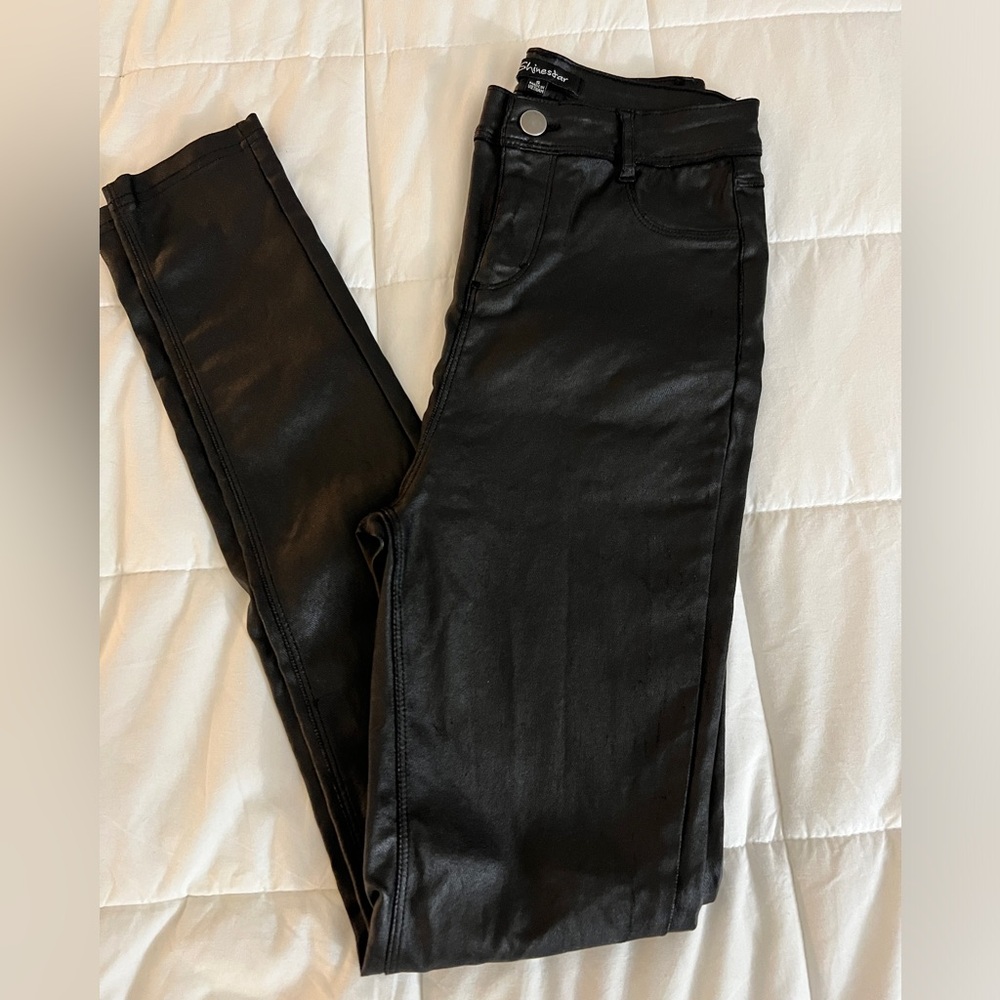 Shinestar Faux Leather Black Leggings